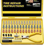Tire Repair Kit with Tire Plugs Screw Type, Heavy Duty Flat Tire Puncture Repair Nail Kit for Car, Truck, Motorcycle, SUV, ATV, Tractor