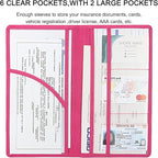 Premium Car Registration & Insurance Card Holder with Magnetic Shut, Vehicle Glove Box Car Organizer - For Documents, Cards, License (Rose red)