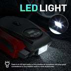 Tire Inflator Portable Air Compressor, 12V DC Air Pump for Car Tires, Bike, Motorcycle, Ball, Electric Bike Tire Pump with Pressure Gauge, LED Light, Auto Shut Off, Red, TOOLS-00679-RD