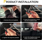 Headrest Hooks for Car, 10KG Ultra High Load Bearing Alloy Concealable Swivel Buckle Design Headrest Pole Hook, Seat Headrest Storage Accessory, SayGoodbye to The Messy Space！ (Black)