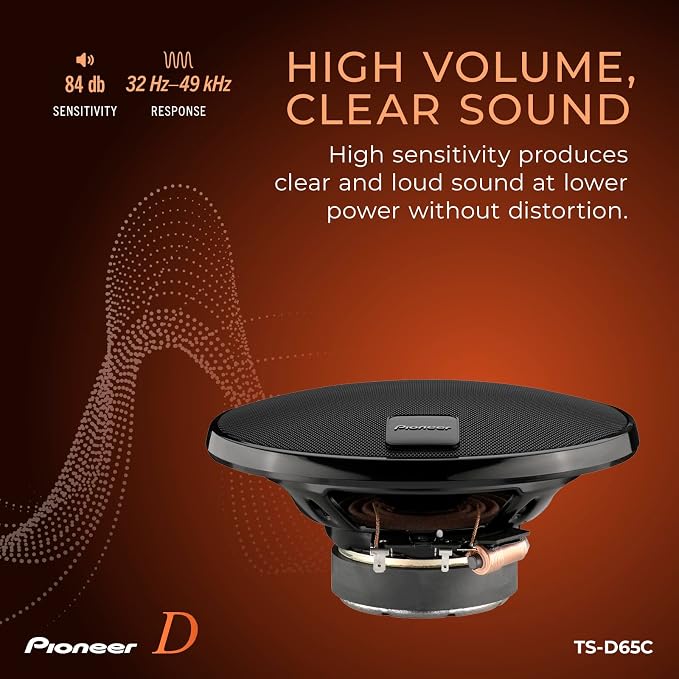 D-Series TS-D65C 6.5” 2-Way Speakers (Pair) – 270W Max, Crisp Highs + Clear Vocals, Ideal Factory Upgrade, Add an Amplifier for Even Better Performance
