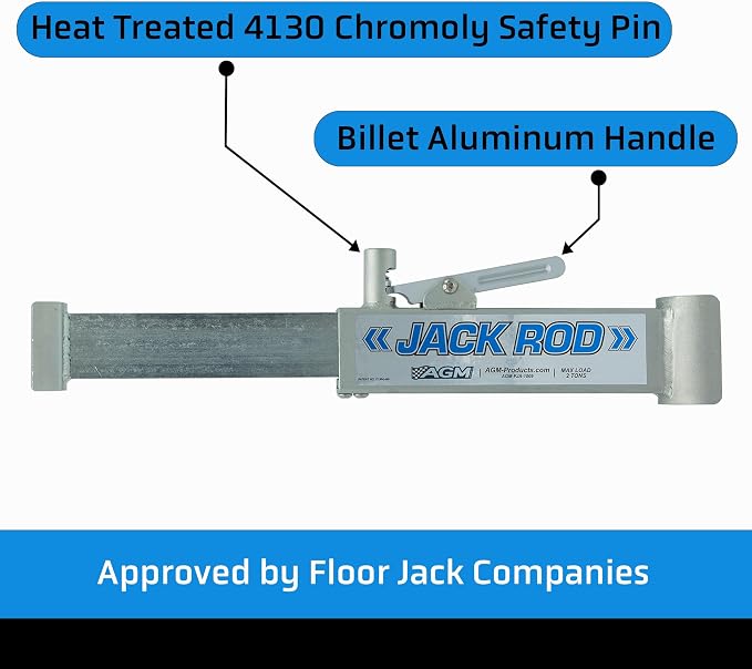 AGM Jack Rod, 2 Ton Locking Support Bar for Floor Jacks, Jack NOT Included, 10" Travel, 3 lb, Compact Jack Stand Alternative for Cars, SUVs, EVs, Safer, Smarter Vehicle Support