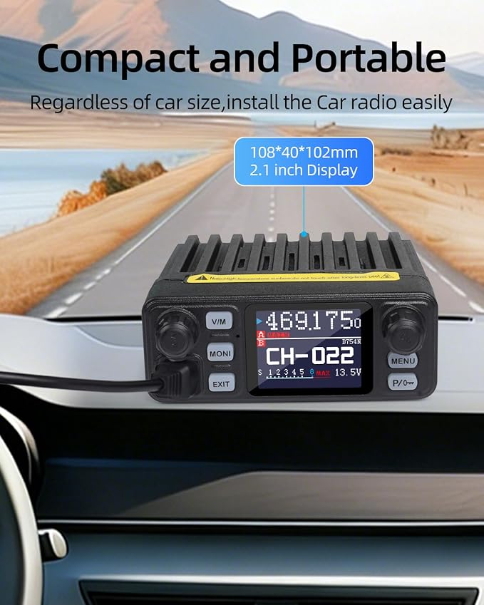 KSUN Mobile Transceiver Radio for Vehicle Truck with Cigarette Lighter Plug Dual Band VHF/UHF Mini Car Radio Long Range CB Two Way Radio for Driver Off Road,UV5200D