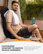 8 Motors Massage Seat Cushion, Upgraded 2X Larger Heating Back Massager with Heat, 5 Modes & Auto Off Back Massage Chair Pad for Home Office Use, for Women Men Dad Mom