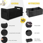 Car Trunk Organizer, Car Organizers and Storage Collapsible Multi Compartment Container Box, Adjustable Car Accessories for SUV Sedan Truck, Large Size, Black