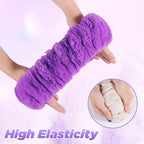 Furry Car Steering Wheel Cover with Fluffy Gear Shift Cover Soft Warm Non-Slip Car Decoration for Women Girls 2 PCS Set, Purple