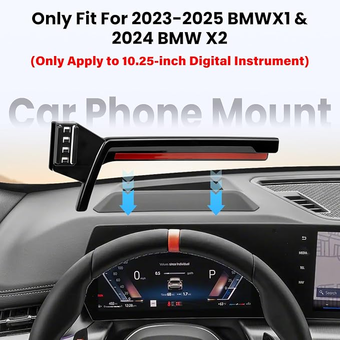 Car Phone Holder For BMW X1 Accessories 2023-2025 / BMW X2 2024 - For MagSafe Magnetic Cell Phone Mount for BMW x1 x2 Accessories 10.25 inch Screen - Touchscreen Cradles Strong Magnets for iPhone