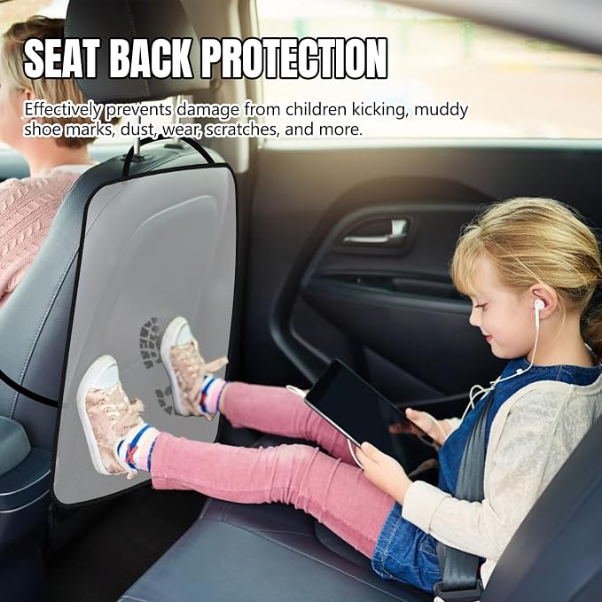2PCS Kick Mats Back Seat Protector for Kids, Waterproof PVC Car Back of Seat Protector, Seatback Cover for Car Front Seats, Protection Against Dirt Dust Mud Scratches and Stain (Transparent)