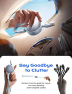 Multi Charging Cable 3 in 1 iPhone 16 Charger Cord, Retractable Car Charger Type C Cable, Retractable iPhone Charger Cord with Type C/L/Micro USB for iPhone/Samsung/PS/Kindle,Blue