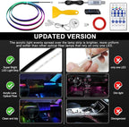 Dreamcolor Acrylic Interior Car LED Strip Light with 60S Motion Sensor Switch &USB Hub, 55.1 inches Neon LED Strip Light, RGB Colors Ambient Lighting Kits