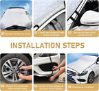 Car Windshield Snow Cover, Scratch-resistant Thickened Hood Protector, Multi-functional Snowproof & Heat Block Sunshade, Universal for Most SUVs, Sedans, Off-roads (Silver)