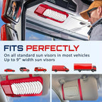 CD Case Holder for Car - Sun Visor Organizer for 12 CD’s/Dvd’s, 1 Mesh Pocket & 1 Horizontal Pen Holder - Safe, Ergonomic Design (Red)