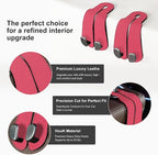 CoBak Purse Hook for Car - Universal Premium Stitched Leather and Aluminum-Magnesium Alloy Double Car Seat Back Storage Hook for Purses, Handbags, Bags (2 Pack),Raspberry