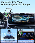 PZK Car Phone Mount for BMW X5 X6 2024-2026 & BMW X7 2023-2026 Accessories | Magnetic 15W Fast Wireless Charger Car Phone Holder Custom 14.9-inch Screen 360° Rotation with Storage Box Not Block Vent