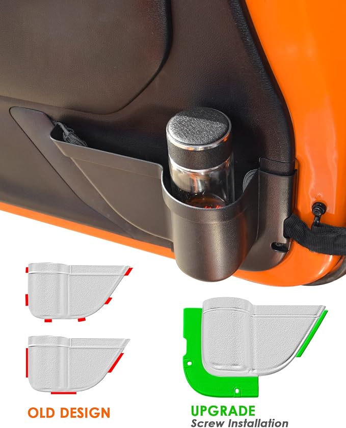 Front Door Pockets, 2PCS Jeep Wrangler Door Side Cup Holder for 2011-2018 Jeep Wrangler JK JKU 2/4 Door, Jeep Wrangler Accessories for Saggy Nets Replacement
