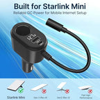 Starlink Mini Car Adapter, 12V to 24V Vehicle Power Supply with 30V 2A DC Output, 4-in-1 Starlink Mini Car Charger with USB-C, USB-A, 120W Socket & LED Display for RV, Camping, Truck, SUV
