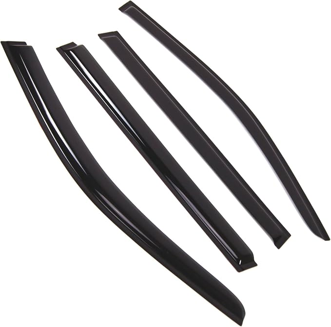 WD2-849 Dark Smoke 4 Pcs Set Window Visor (Outside Mount) Deflector Rain Guard Compatible with 2014-2016 Toyota Highlander