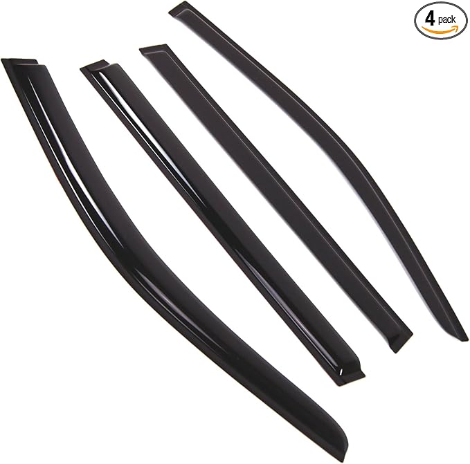 Outside Mount Window Vent Visors Rain Guards Compatible with Toyota Highlander 2014-2016 | Side Window Wind Deflectors Rain Shields | Smoke Tinted, 4 Pcs Set, DGWV-849