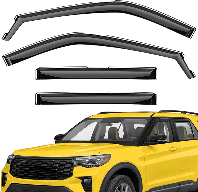 Extra Durable Window Deflectors in-Channel Window Visors Rain Guards Fit for Ford Explorer 2020-2026, Sun Visors, Wind Vent for Shades, Exterior Car Accessories - 4 pcs. AG0902