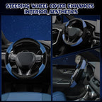 Soft Leather Steering Wheel Cover with Breathable Design and Anti-Slip Grip, Fully Compatible with Tesla, Toyota, Honda, Nissan 14.5-15.2 inch Round Steering Wheel（Sedans and SUVs）