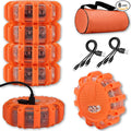 USB Rechargeable LED Road Flares Emergency Lights-Roadside Warning Car Safety Beacon Flashing Disc Flare Kit with Magnetic Base for Vehicles & Boat | 6 Beacon Disc Pack