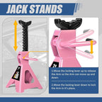 2 Ton Floor Jack with Jack Stands, Heavy Duty Steel Hydraulic Racing Floor Jack with Single Piston Quick Lift Pump, Hydraulic Trolley Service Car Jack, Pink