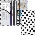 Premium Car Registration & Insurance Card Holder with Magnetic Shut, Vehicle Glove Box Car Organizer - For Documents, Cards, License (Polka dots)