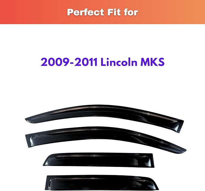 KPY Rain Guards Fit for 2009-2011 Lincoln MKS, Out-Channel Window Visors Vent Wind Deflectors 4PC, Car Accessories for 09-11 Lincoln MKS