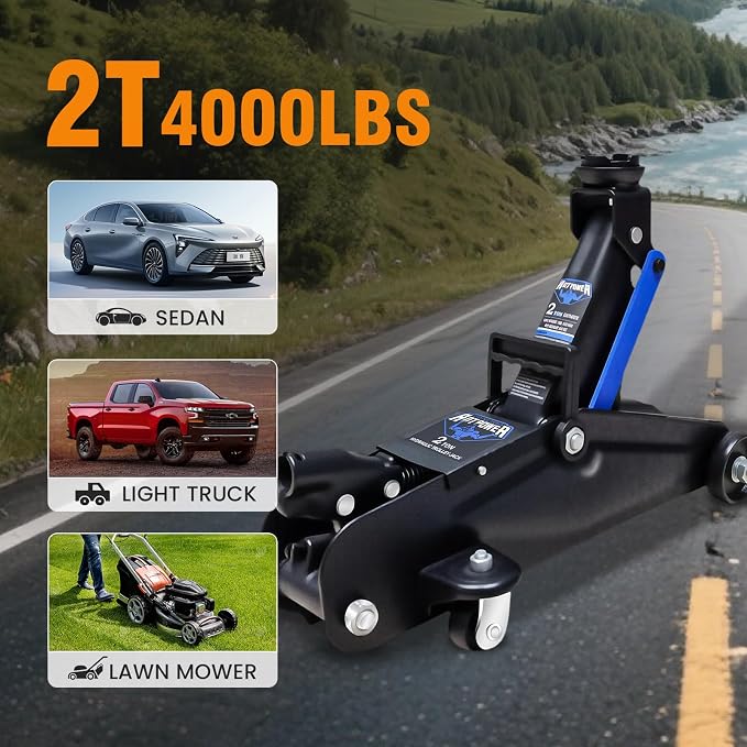 ANTPOWER 2 Ton Floor Jack,with Wheels for Secure Lifting,Fast Lift Floor Jack, Quick Lift Pump for Sport Utility Vehicle,Providing Stable Support for Various Cars (2.0T)