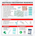 Doctor Developed Mini First Aid Kit, 100 Piece Waterproof Emergency Kit for Car, Boat, Camping & Travel, Includes Emergency Blanket, Tourniquet & First Aid Guide