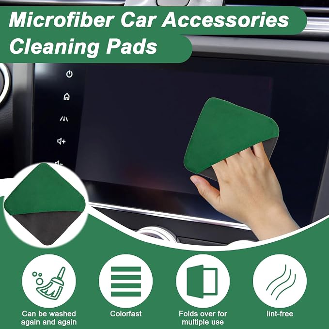 2PCS Car Screen Cleaner, 4.1''×4.1'' Microfiber Dashboard Wipes, Square Microfiber Cloth, Automotive Display Wipes,Vehicle Screen Cleaner Tool for Dashboard Display, Car Interior Tool (Green)