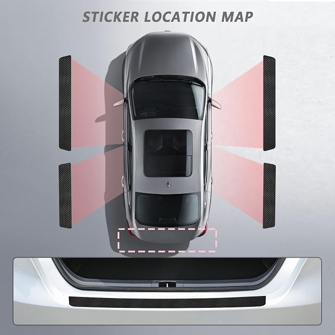 5PCS Car Door Sill Protector,Carbon Fiber Threshold/Rear Bumper Guard Anti-Scratch Sticker Door Edge Protection Decorate,Interior Accessories Self-Adhesive Anti-Scratch Waterpoor (Carbon Fiber-5Pcs)