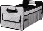 Car Trunk Organizers and Storage for SUV, Collapsible Multi Compartment Container Box Adjustable Car Accessories for Women Men, Light Grey