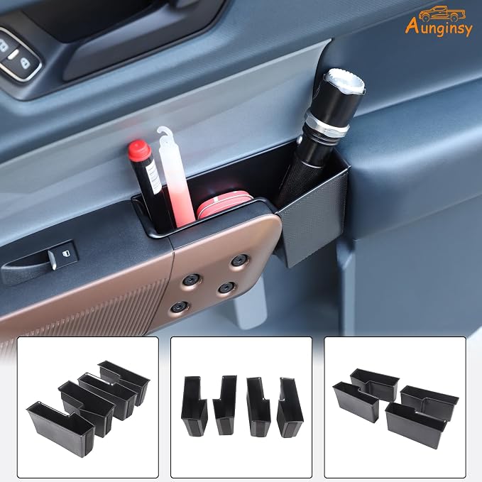 Car Front Rear Door Storage Box Compatible with Ford Maverick 2022-2026, 4Pcs Door Storage Box Glove Organizer Tray Door Organizer Handle Pocket Tray Insert Glove Pallet Tray Interior Accessories