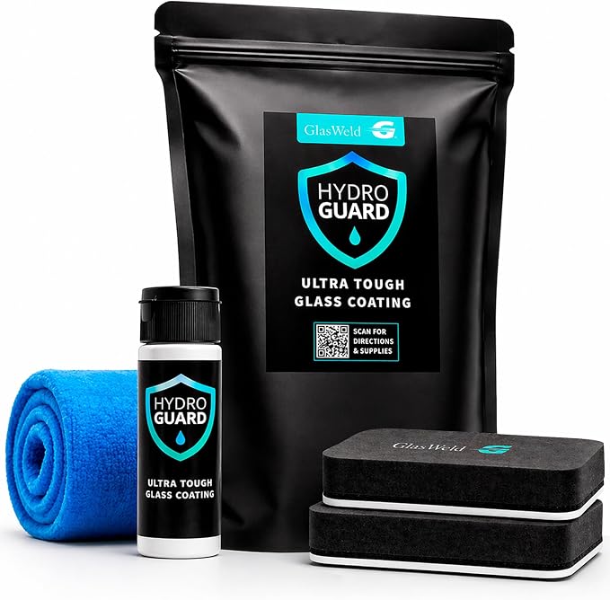 HydroGuard Windshield Glass Coating Kit – Long-Lasting Auto Windshield Water Repellent, Anti Fog, Improves Visibility & Reduces Glare – Professional Rain Repellent for Car – 30ml 1 Pack