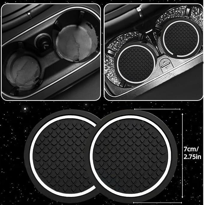 14 PCS Leather Car Seat Covers Full Set, 14.5”-15'' Sporty Steering Wheel Cover Universal, Center Console Cover, Seat Belt Cushion, Cup Holder Coaster, Car Interior Set White