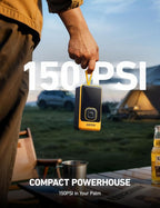 L7 Air Tire Inflator Portable Air Compressor, 150PSI Electric Cordless Car Pump with Digital Gauge, Fast 1-Min Inflation, Auto Shutoff, LED Light for Car, SUV, Motorcycle & Bike Tires, Yellow