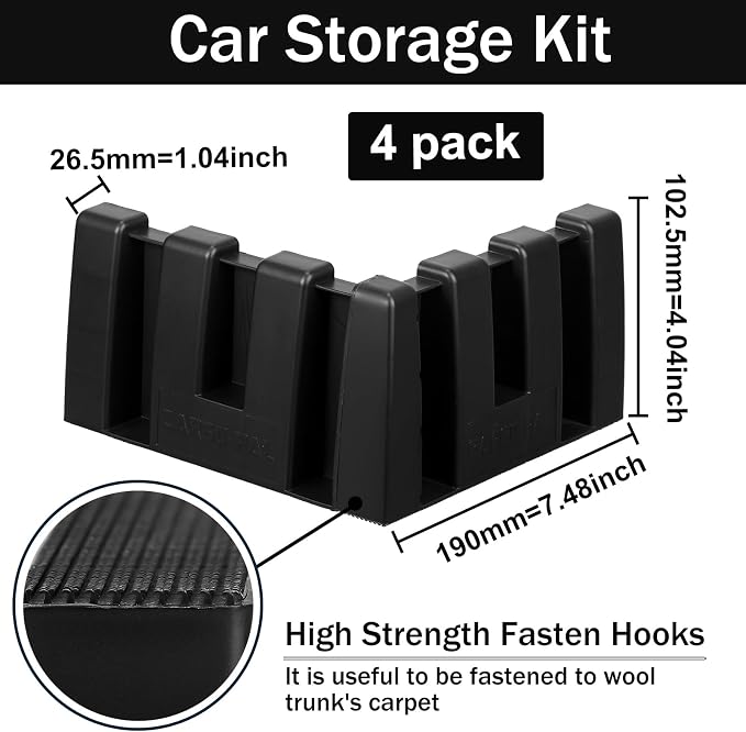 4 Pack Car Trunk Organizer Blocks for Back of SUV Multipurpose Car Storage Organizer Blocks Trunk Divider Available to Wool Carpet for Truck SUV Van Cargo