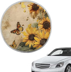 Sunflower Butterfly Steering Wheel Cover Sun Shade 17 inch Cooling Steering Wheel Sun Cover for Heat Protection Universal Auto Accessories Heat Reflector Fit Most Cars SUV Trucks Van