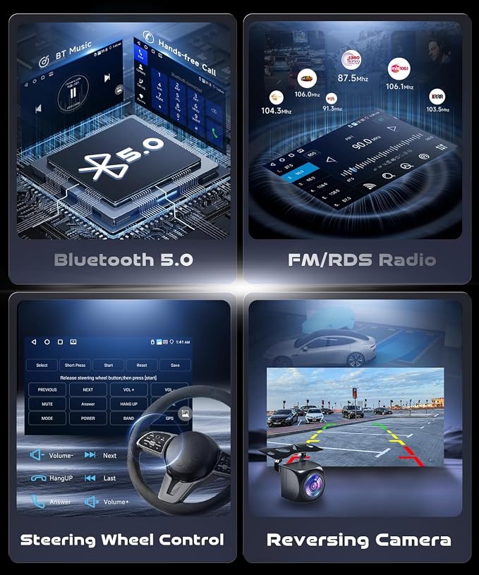4G+64G Android 15 Car Stereo for Honda Fit 2008-2013 with Wireless Carplay Android Auto, 10.1 Inch 1280 * 720 Touch Screen GPS/WiFi/Bluetooth 5.0/FM/32EQ/SWC/Backup Camera
