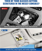 Car Visor Sunglasses Holder, 3 in 1 Glasses Clip with Photo Picture Display & Extra Storage Pocket, Anti-Slip Universal Sun Visor Organizer, 2026 Upgraded (1, Off-White)