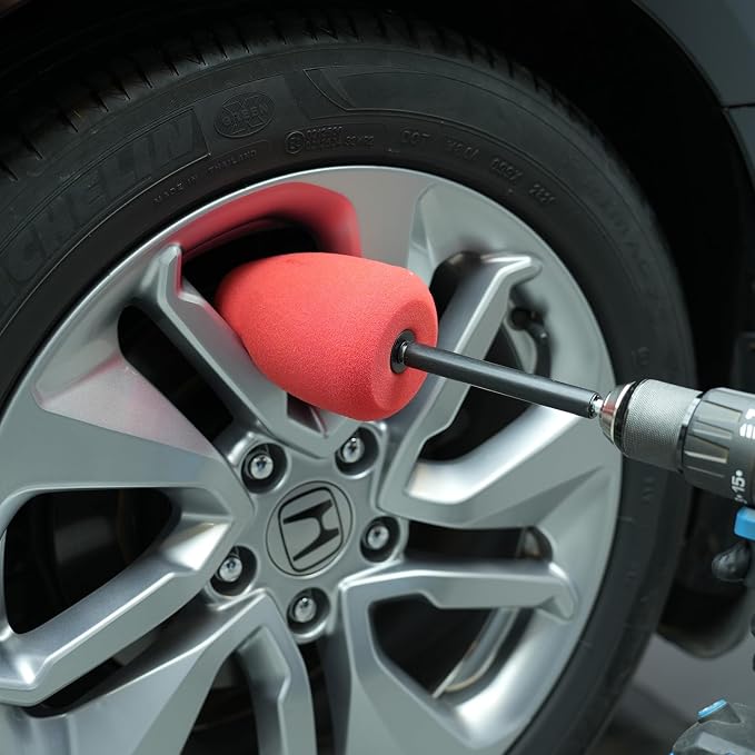 Metal Polishing Tool, Auto Cylindrical Metal Polish Buffing Polishing Ball, Drill Buffing Sponge Pads Buffing Wheel for Drill Foam, Sponge Buffing for Automotive Car Wheel Hub Care