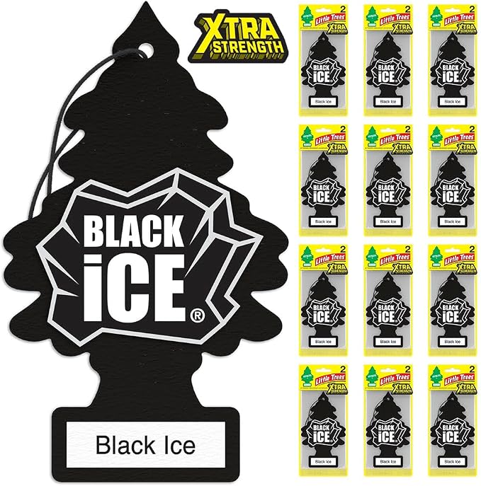 Car Air Freshener | Xtra Strength Provides Long-Lasting Scent for Auto or Home | Extra Boost of Fragrance | Black Ice, 24 Air Fresheners