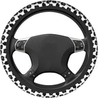 Grey Leopard Print Steering Wheel Cover 15 Inch Grey Cheetah Steering Wheel Cover Anti-Slip Breathable Universal 2 Pcs Car Interior Cup Holder Pad for Men Women