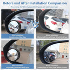 Blind Spot Mirror, HD Glass & ABS Housing, 360° Adjustable Convex Wide Angle Rear View Mirror, Stick-On Universal Fit for Car SUV Truck RV Van, Black (4, Round, Black Stick)