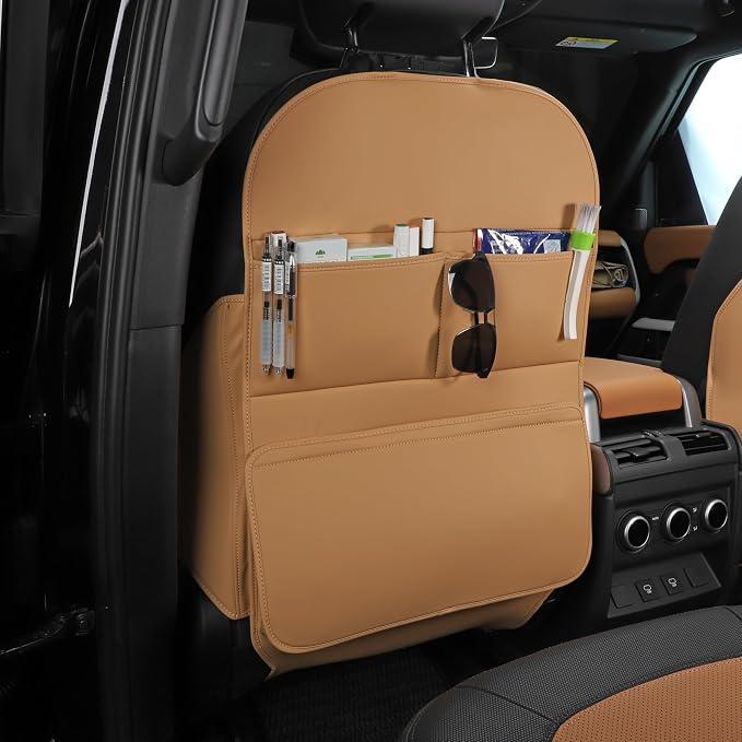 Seat Back Protector,Preventing the Impact of Children Stepping on the Seat Backrest,Beautiful appearance and easy to clean,black (Brown-2 psc)