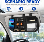 Car Sun Visor Organizer, Black Nylon MOLLE Panel | black nylon pouch with a MOLLE panel, strap-on organizer format, for cards, pens, small tools, and flat accessories