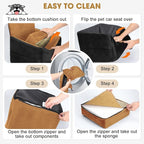 Dog Car Seats for Small Medium Dogs Under 35lbs, Dog Booster Seat with Detachable Washable Cover and Cushion, Memory Foam Pet Car Seat with Safety Belt and Storage Pockets (Brown)