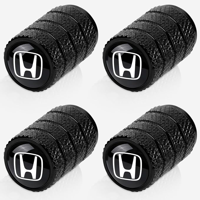 4pcs Tire Valve Stem Caps, Compatible with Honda Series Stem Cap Universal Car Air Cover Car Accessories for Cars, SUV, Truck, Motorcycles （Black）