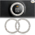 Car Bling Crystal Rhinestone Engine Start Ring Decals, 2 Pack Car Push Start Button Cover/Sticker, Key Ignition Knob Bling Ring, Sparkling Car Interior Accessories for Women (Double Multicolor)